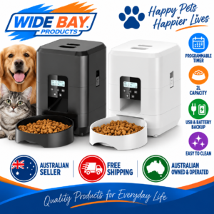 Smart Timed Pet Feeder 2L Automatic Cat & Dog Food Dispenser with Programmable Portions, LCD Display, USB & Battery Backup