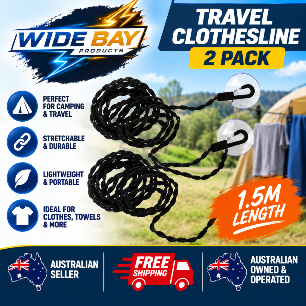 2 Pack Portable Travel Clothesline 1.5m Stretch Elastic Washing Line for Camping
