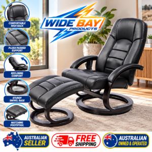 PU Leather Deluxe Massage Recliner Black with Footrest & Remote