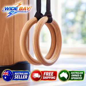 Birch Wood Gymnastic Rings with Adjustable Straps – Calisthenics Training