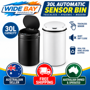 Devanti 30L Automatic Sensor Bin Touchless Motion Rubbish Waste Garbage Bin – White or Black