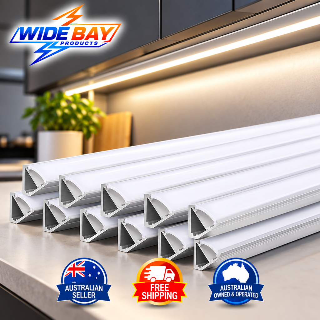10 x 1m Aluminium LED Strip Light Channels – V-Style Profiles with Diffusers