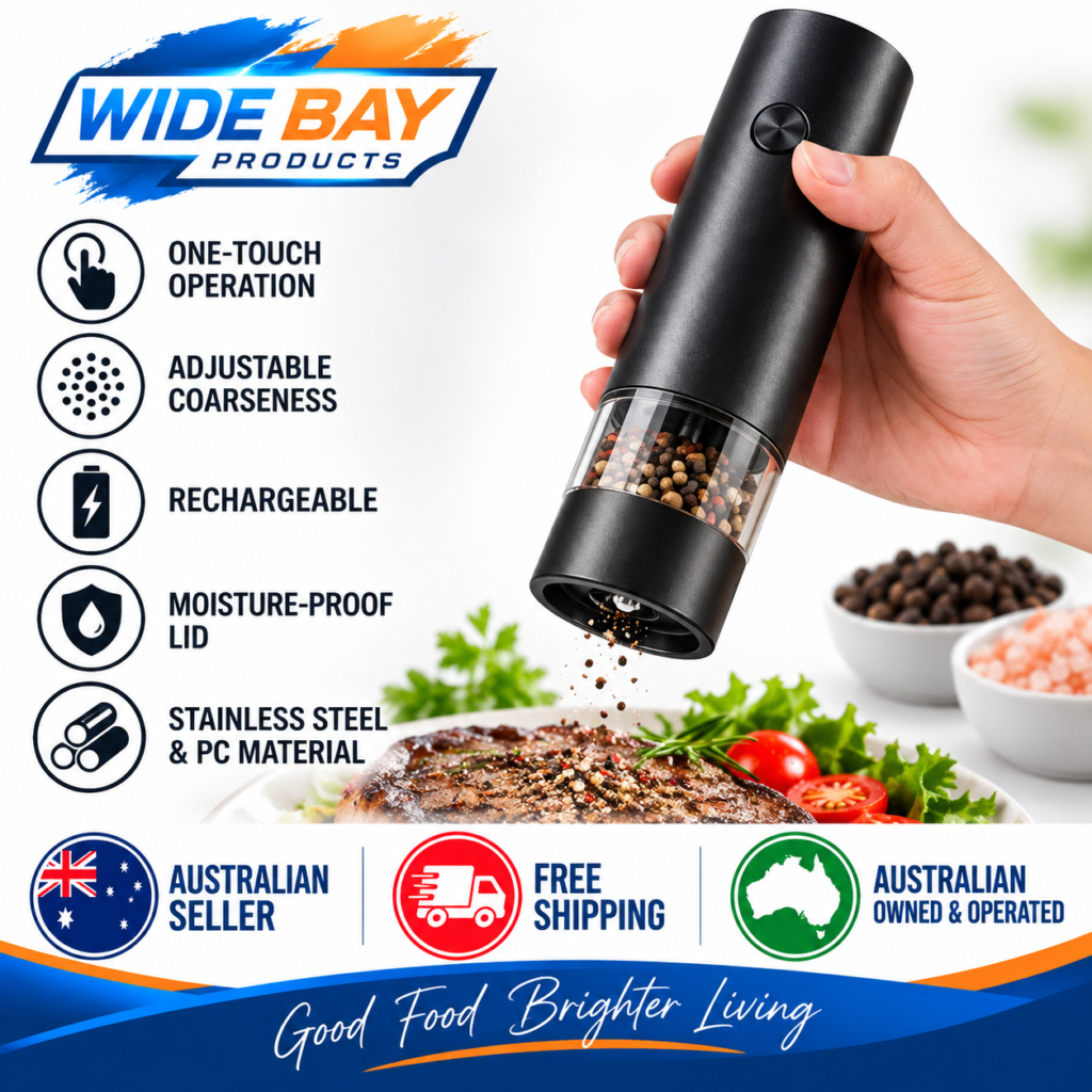 Rechargeable Electric Pepper Grinder Stainless Steel Adjustable Spice Mill – One-Touch Salt & Pepper Grinder