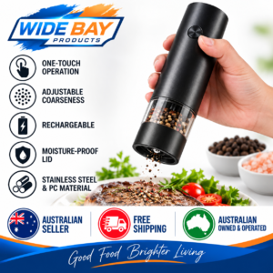 Rechargeable Electric Pepper Grinder Stainless Steel Adjustable Spice Mill – One-Touch Salt & Pepper Grinder