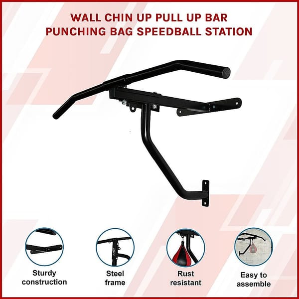 Wall Mounted Chin Up & Pull Up Bar with Speedball Station – 200kg - Image 11