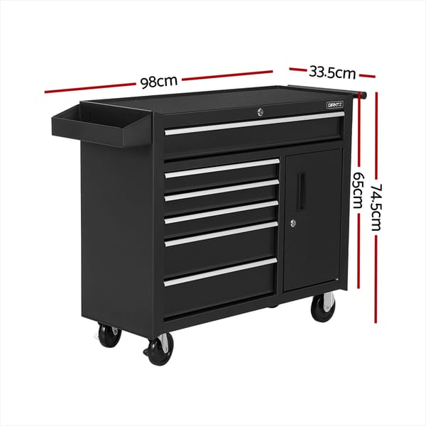 Giantz 6 Drawer Tool Trolley Cabinet 100kg Steel Toolbox Storage Chest Garage Workshop - Image 3