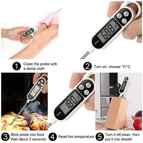 Digital Meat Thermometer Instant Read Food Thermometer with 15cm Stainless Steel Probe – BBQ, Cooking & Frying - Image 4