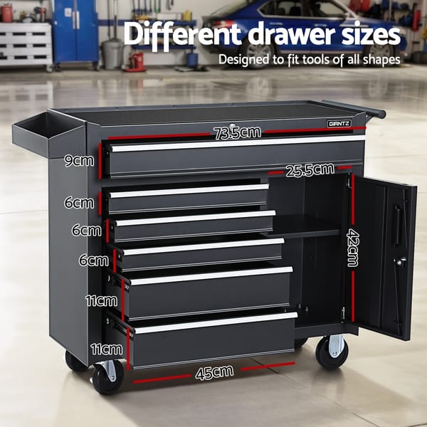 Giantz 6 Drawer Tool Trolley Cabinet 100kg Steel Toolbox Storage Chest Garage Workshop - Image 6
