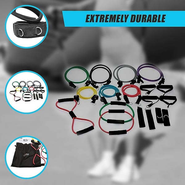 19PC Resistance Bands Set – Exercise Tubes with Handles, Ankle Straps & Anchors - Image 6