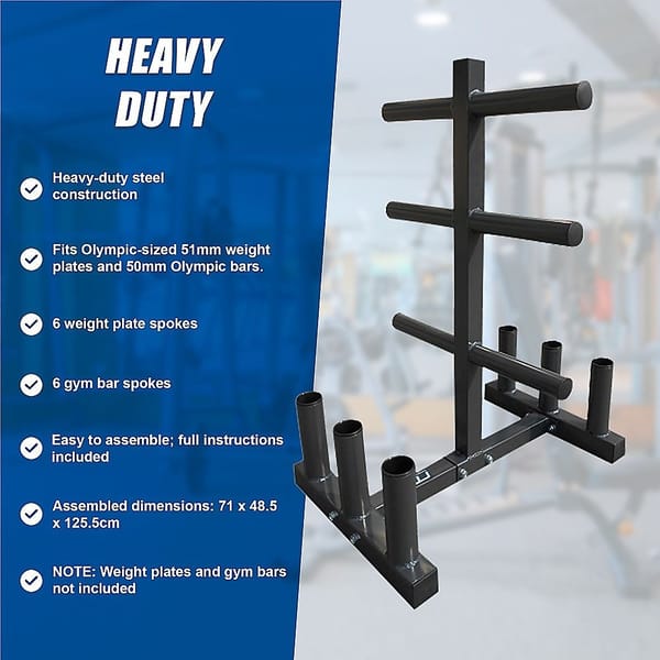 Olympic Weight Tree Bar Rack Holder – Weight Plate & Barbell Storage Rack - Image 8