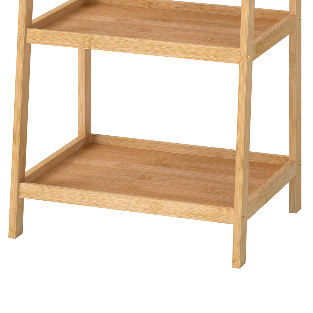 Levede Bamboo Ladder Shelf 4 Tier Bookshelf Plant Stand Storage Rack Organiser Natural - Image 7