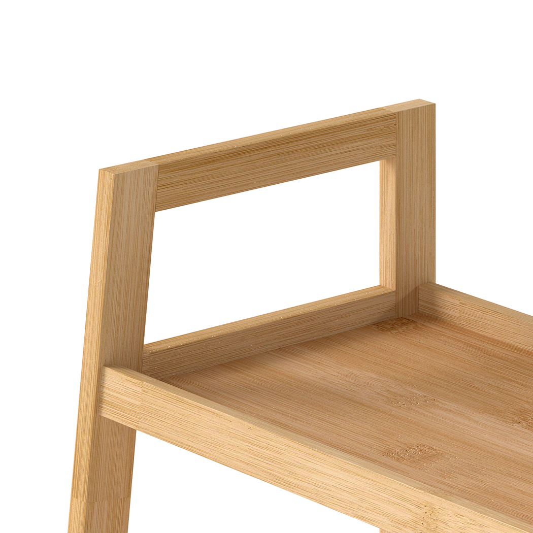 Levede Bamboo Ladder Shelf 4 Tier Bookshelf Plant Stand Storage Rack Organiser Natural - Image 6