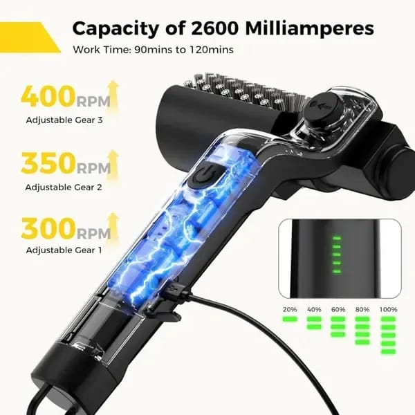 Rechargeable Electric Grill Cleaning Brush Cordless 3-Speed Stainless Steel BBQ Cleaner - Image 3
