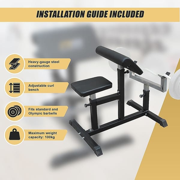 Preacher Curl Bench – Adjustable Bicep Curl & Arm Workout Bench 100kg - Image 7