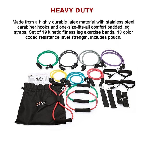 19PC Resistance Bands Set – Exercise Tubes with Handles, Ankle Straps & Anchors - Image 5