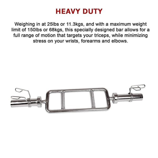 Chrome Olympic Tricep Barbell 2 Inch – Heavy Duty with Spring Collars - Image 8