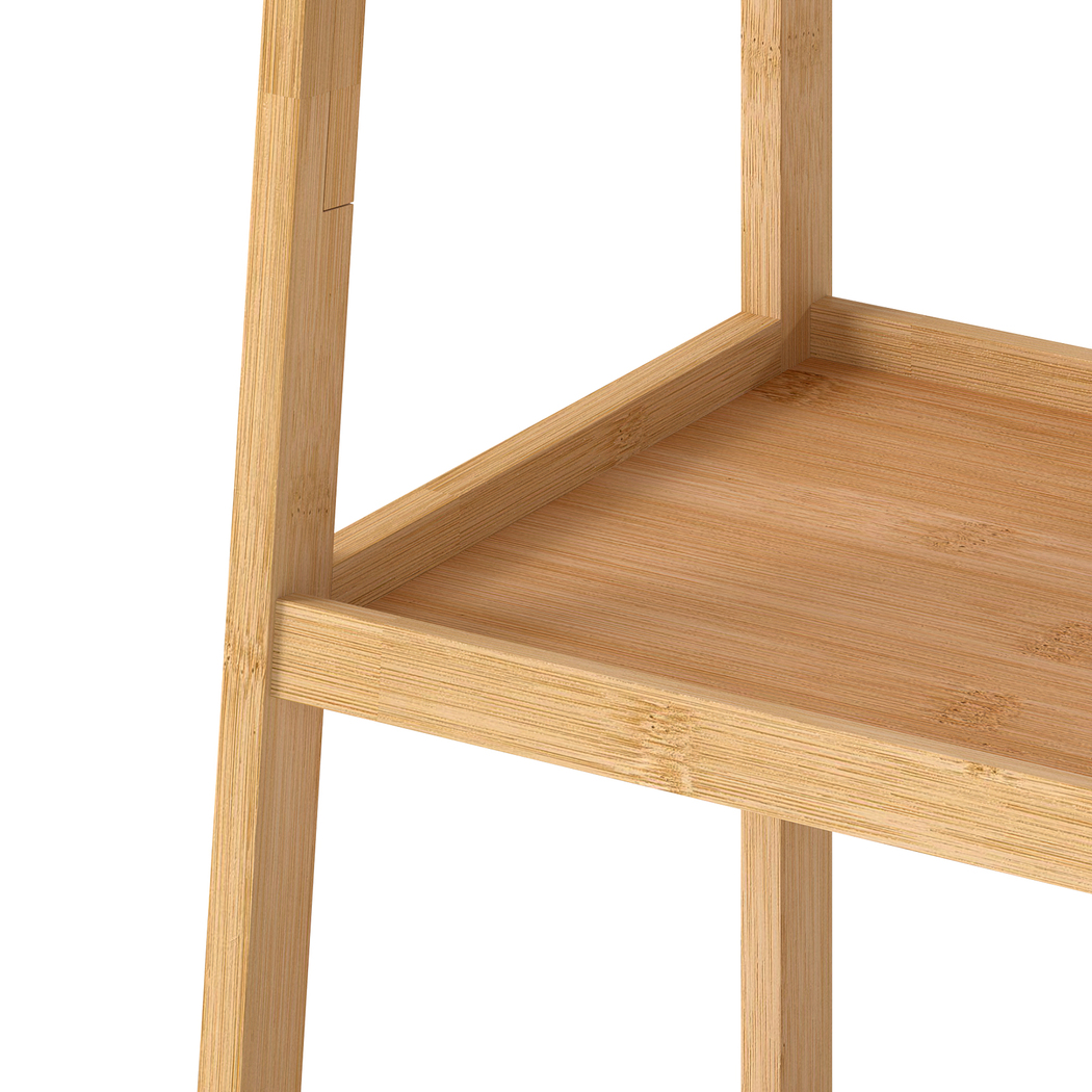 Levede Bamboo Ladder Shelf 4 Tier Bookshelf Plant Stand Storage Rack Organiser Natural - Image 5