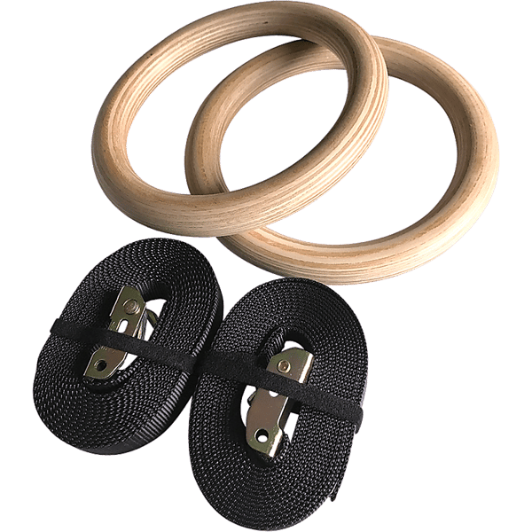 Birch Wood Gymnastic Rings with Adjustable Straps – Calisthenics Training - Image 5