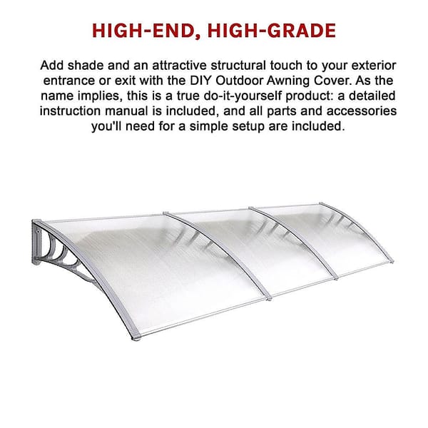 DIY Outdoor Awning Cover 1000 x 3000mm – Clear 6mm Polycarbonate Patio Canopy - Image 3
