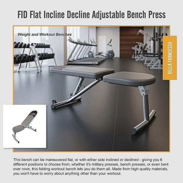 FID Adjustable Workout Bench – Flat Incline Decline Folding Weight Bench 100kg - Image 6