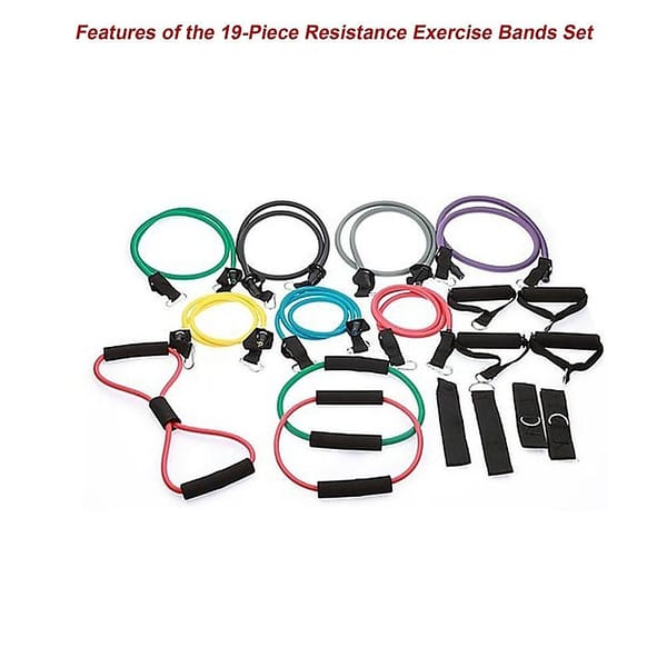19PC Resistance Bands Set – Exercise Tubes with Handles, Ankle Straps & Anchors - Image 4