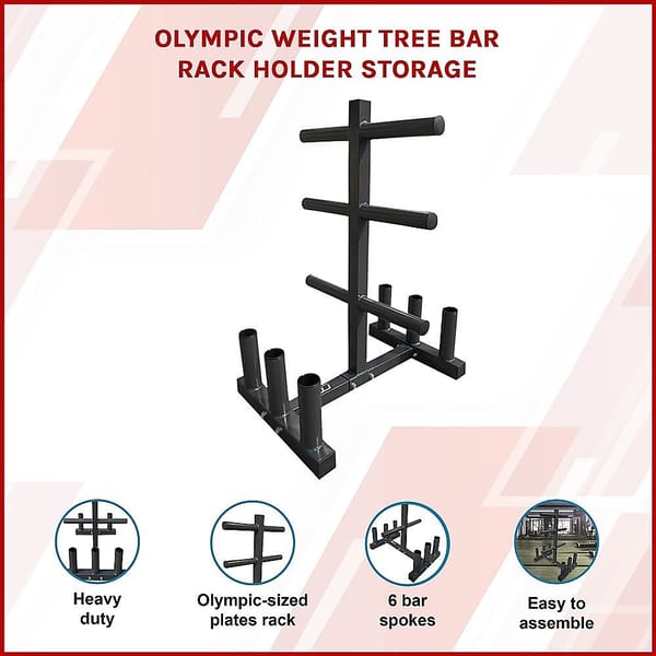 Olympic Weight Tree Bar Rack Holder – Weight Plate & Barbell Storage Rack - Image 6