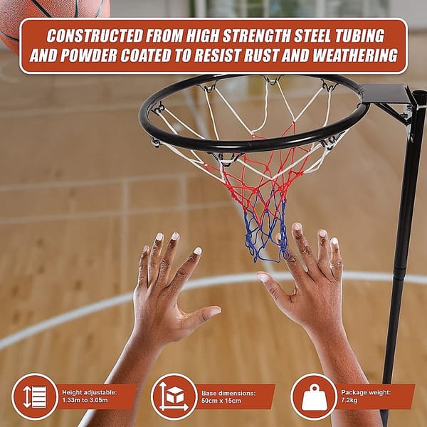 Portable Netball Ring with Stand – Height Adjustable 1.33m–3.05m - Image 7