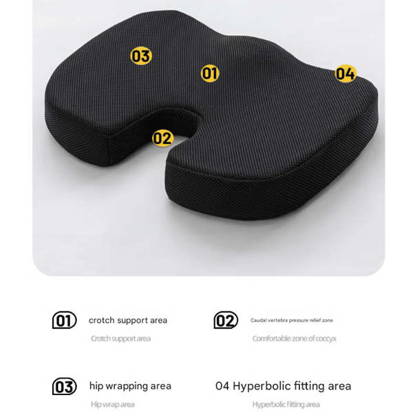 Black Ergonomic U-Shaped Memory Foam Seat Cushion Coccyx Relief Posture Support - Image 3