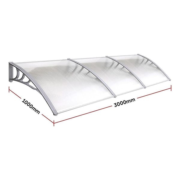 DIY Outdoor Awning Cover 1000 x 3000mm – Clear 6mm Polycarbonate Patio Canopy - Image 2