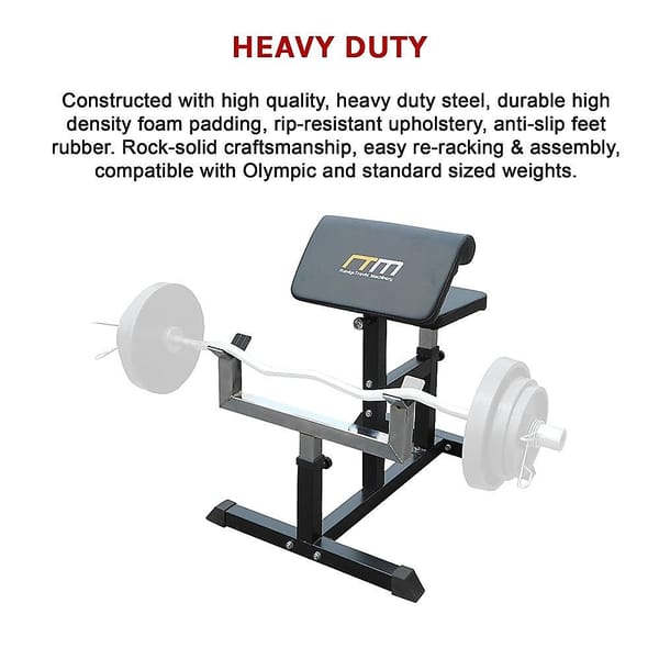 Preacher Curl Bench – Adjustable Bicep Curl & Arm Workout Bench 100kg - Image 5