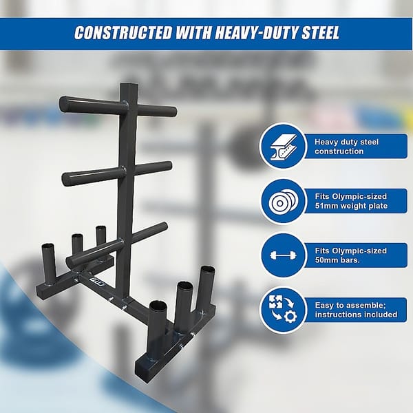 Olympic Weight Tree Bar Rack Holder – Weight Plate & Barbell Storage Rack - Image 5