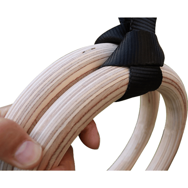 Birch Wood Gymnastic Rings with Adjustable Straps – Calisthenics Training - Image 4