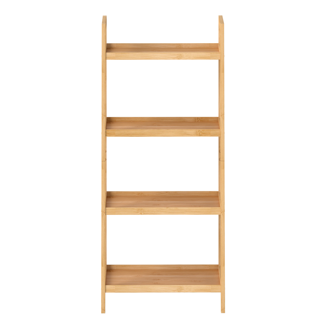 Levede Bamboo Ladder Shelf 4 Tier Bookshelf Plant Stand Storage Rack Organiser Natural - Image 3