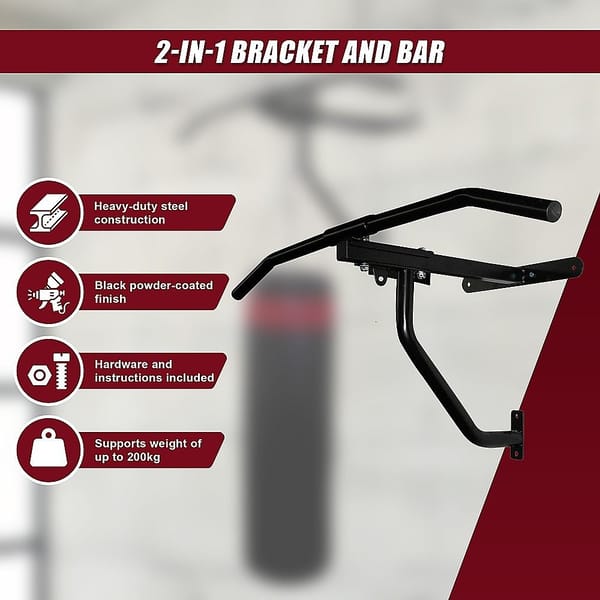 Wall Mounted Chin Up & Pull Up Bar with Speedball Station – 200kg - Image 5