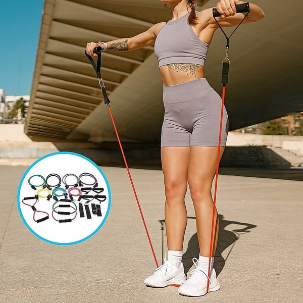 19PC Resistance Bands Set – Exercise Tubes with Handles, Ankle Straps & Anchors - Image 2