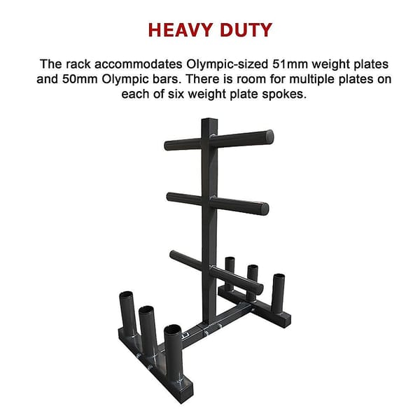 Olympic Weight Tree Bar Rack Holder – Weight Plate & Barbell Storage Rack - Image 4