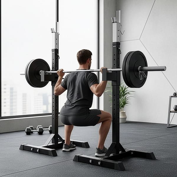 Squat Stands Pair 100kg Capacity – Adjustable Barbell Rack for Home Gym - Image 2