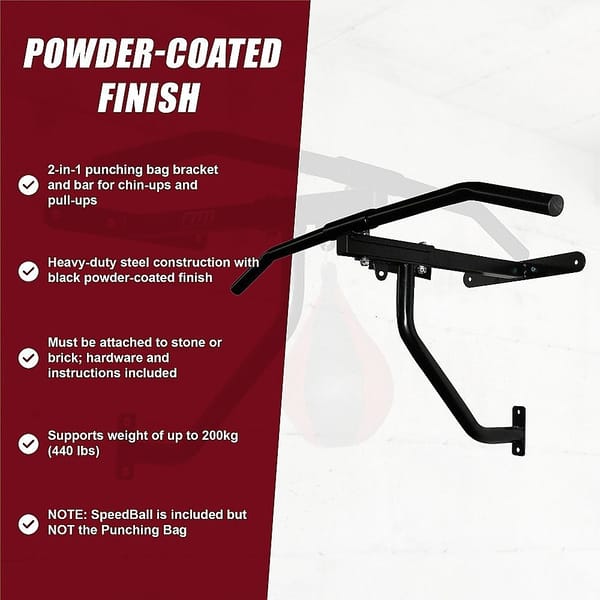 Wall Mounted Chin Up & Pull Up Bar with Speedball Station – 200kg - Image 4