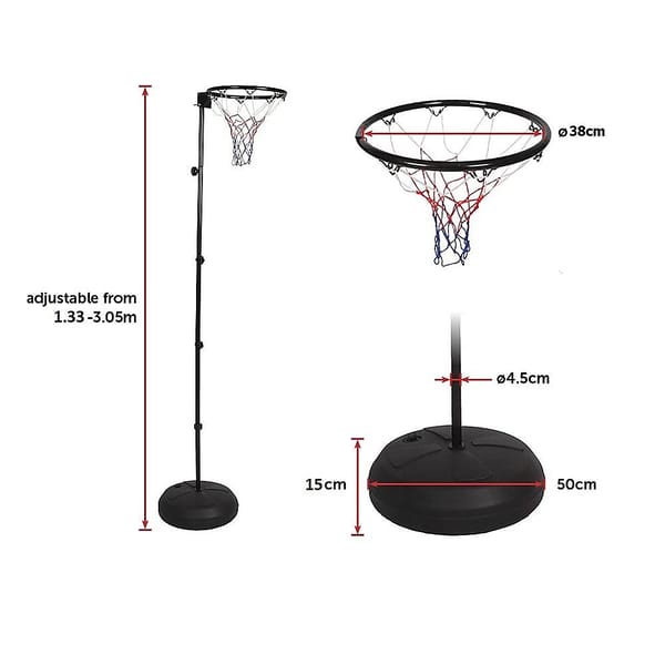 Portable Netball Ring with Stand – Height Adjustable 1.33m–3.05m - Image 3
