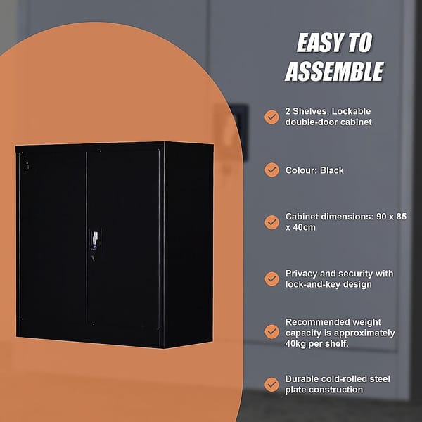2-Door Lockable Steel Storage Cabinet – Office & Gym Shelving - Image 3