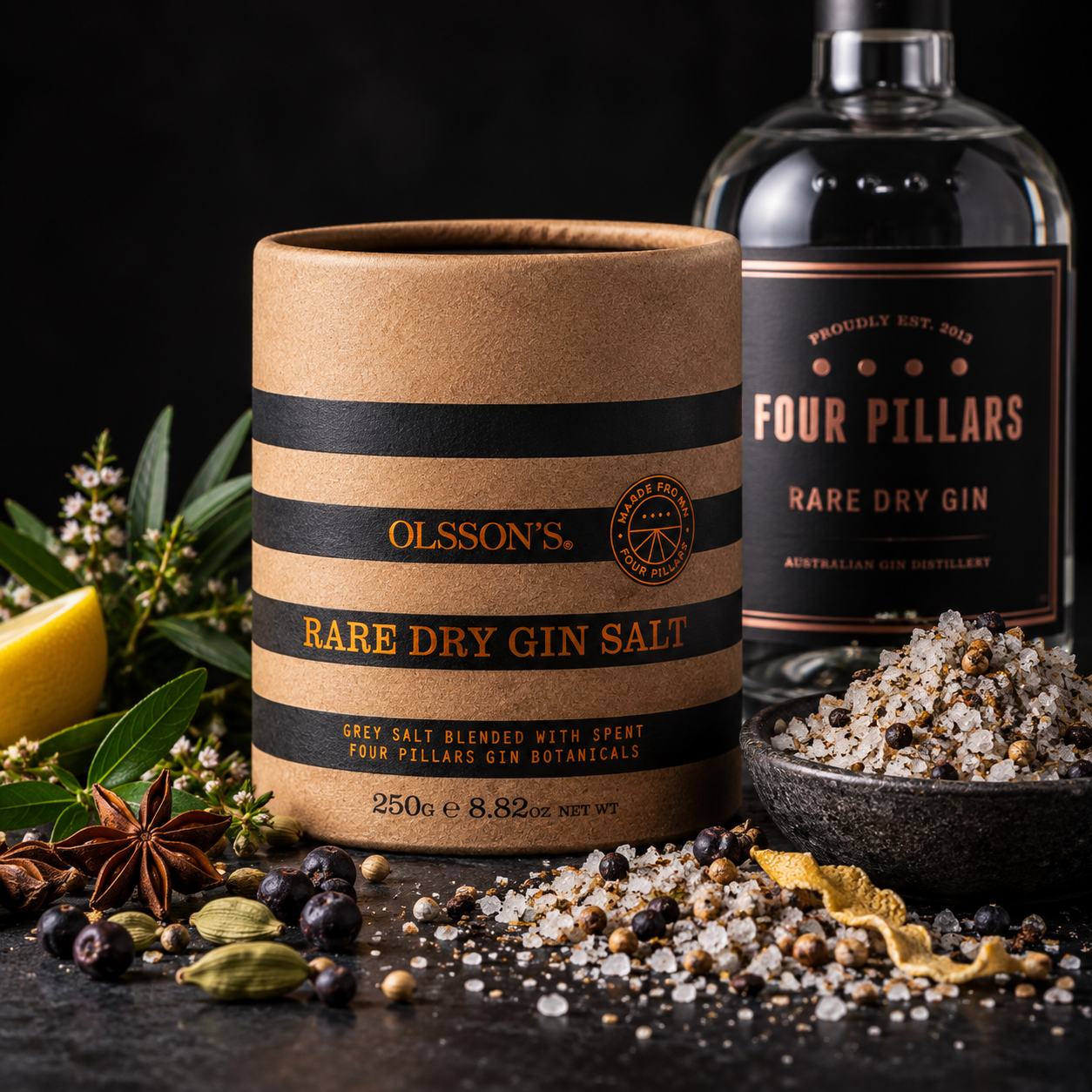 Olsson's x Four Pillars Rare Dry Gin Salt Kraft Canister 250g