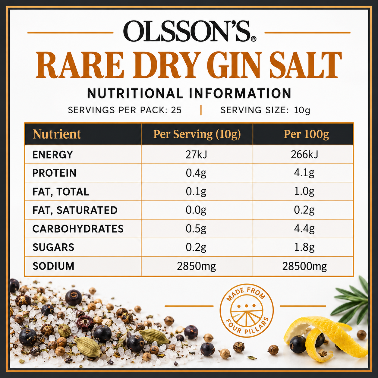 Olsson's x Four Pillars Rare Dry Gin Salt Kraft Canister 250g - Image 2