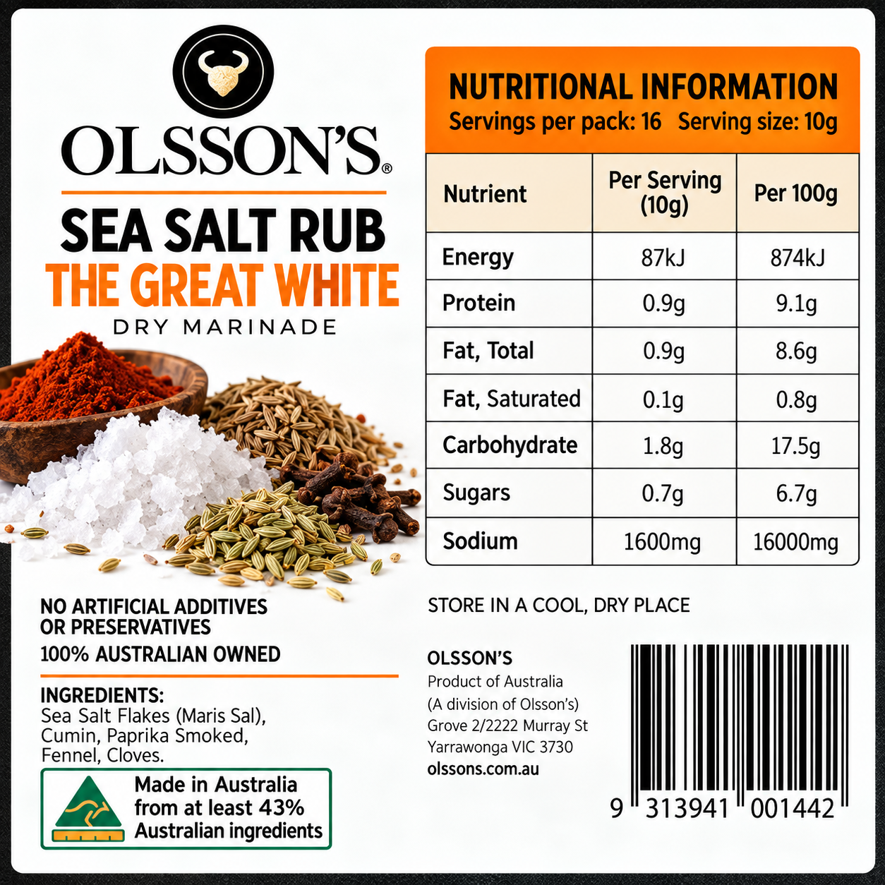 Olsson's The Great White Sea Salt Rub Kraft Canister 160g - Image 2