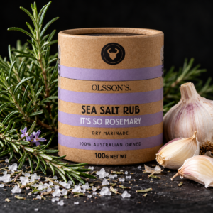 Olsson's It's So Rosemary Sea Salt Rub 100g Kraft Canister – Australian Sea Salt, Rosemary & Garlic