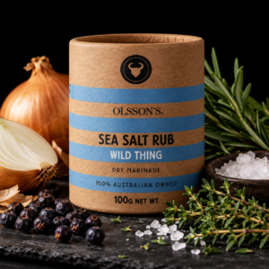 Olsson's Wild Thing Sea Salt Rub Kraft Canister 140g – Australian Sea Salt, Juniper & Herbs