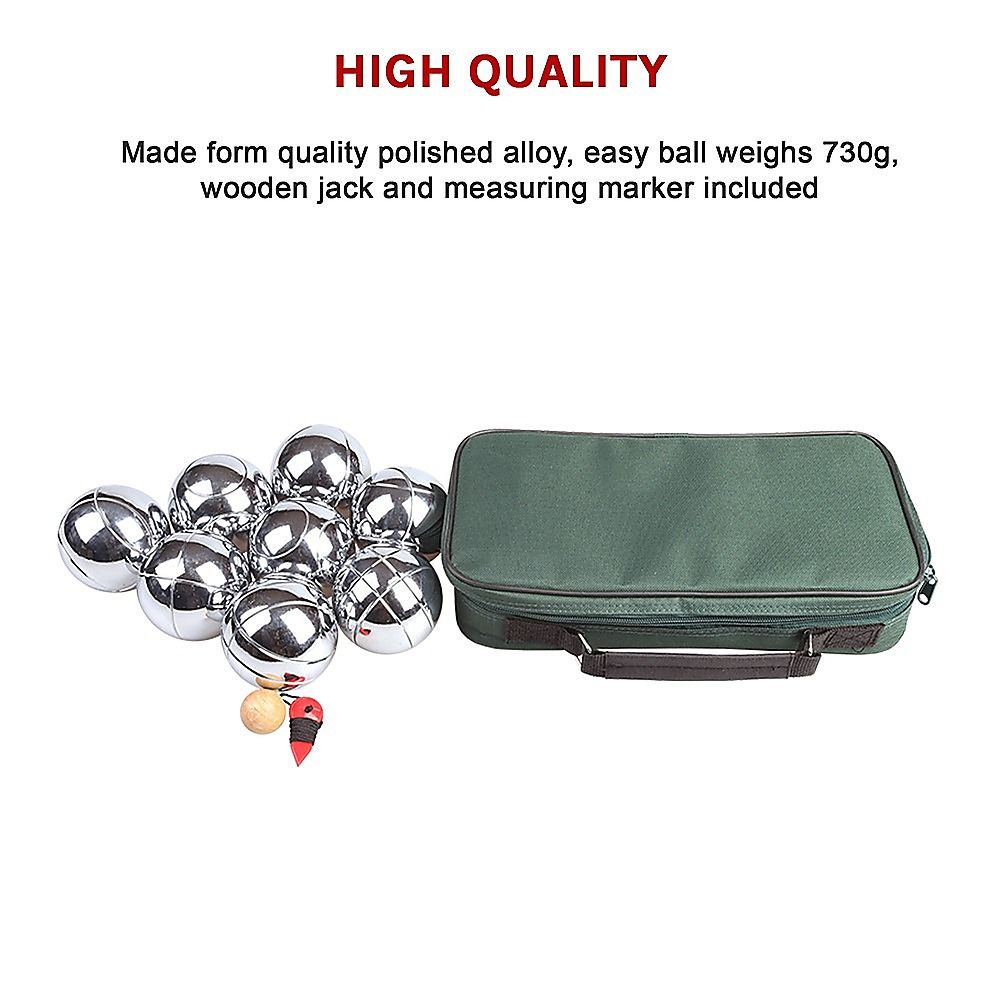 Deluxe Boules Set – 8 Alloy Balls with Wooden Jack, Measuring Tool & Carry Bag - Image 5
