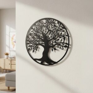 Black Tree of Life Metal Wall Art 99cm Indoor Outdoor Garden Decor