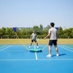 Portable Badminton & Volleyball Net Set with Rackets and Carry Bag