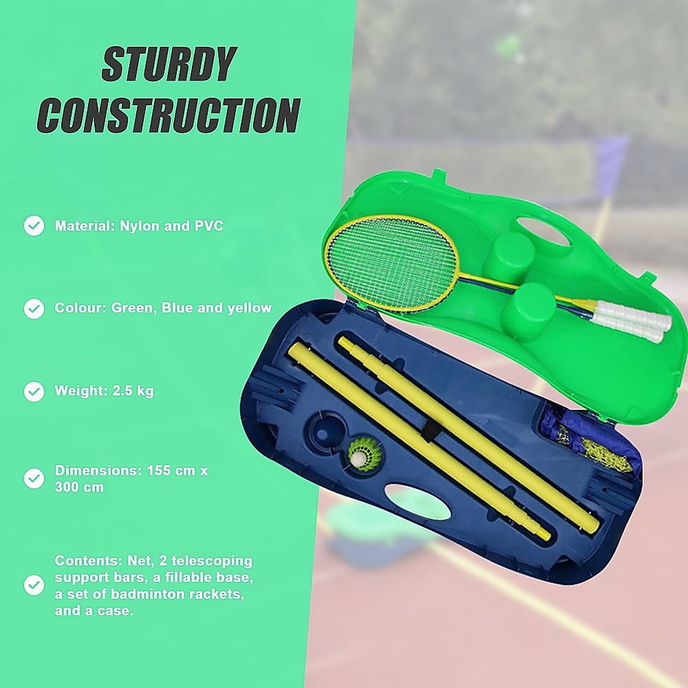 Portable Badminton & Volleyball Net Set with Rackets and Carry Bag - Image 3