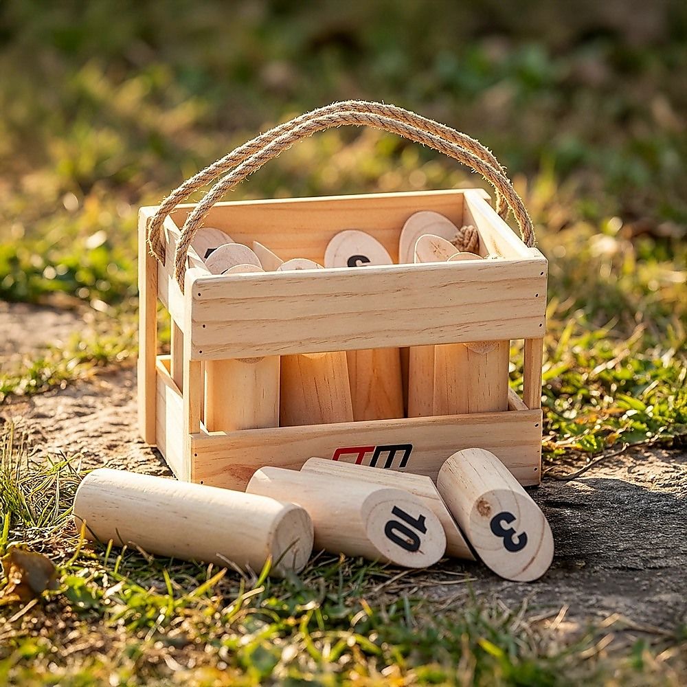 Wooden Number Toss Game Set 12 Pins with Carry Case - Image 3